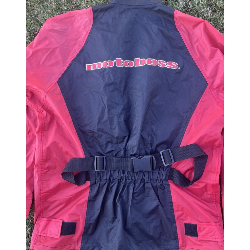 Motoboss Motorcycle Men's Packable Waterproof‎ Jacket Large Black Red Packable - Picture 6 of 11